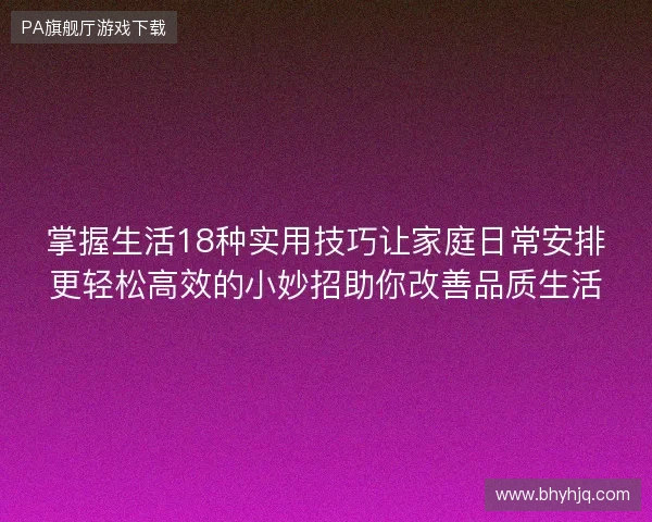 掌握生活18种实用技巧让家庭日常安排更轻松高效的小妙招助你改善品质生活